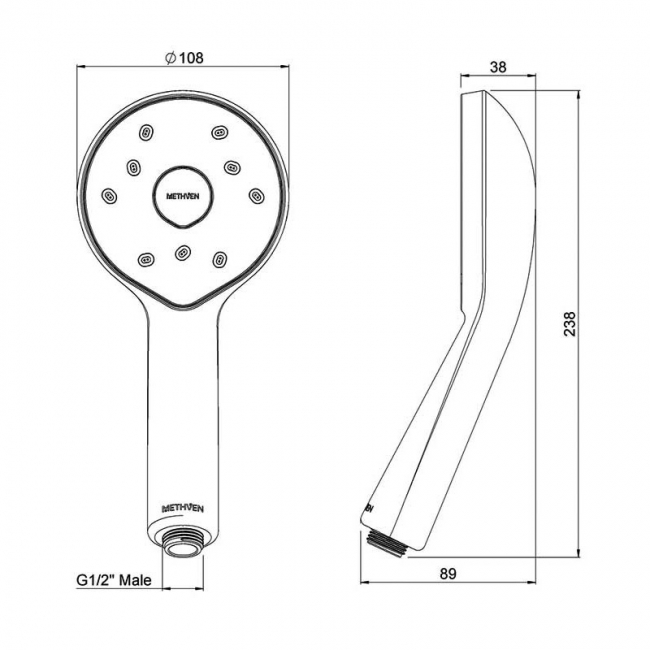 Deva Kiri MK2 Low Flow Single Function Shower Handset - Chrome