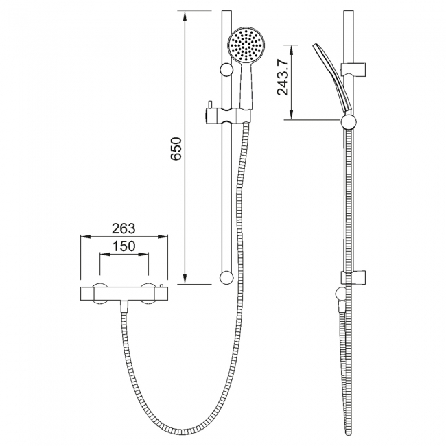 Deva Pennington Bar Shower Valve with Single Mode Shower Kit - Chrome