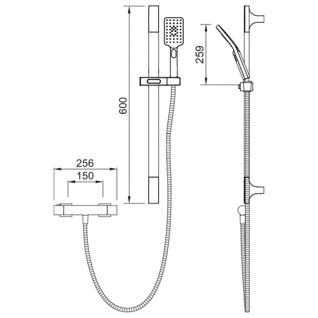 Deva Rydal Cool Touch Bar Shower Valve with Multi Mode Shower Kit - Chrome