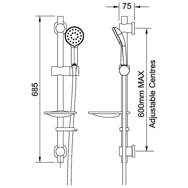 Deva Kiri Satinjet MK2 Easy Fit Shower Kit - Chrome