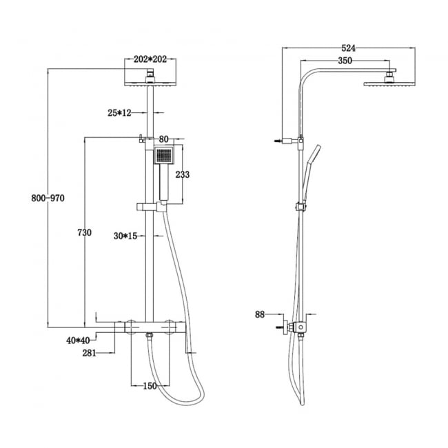 Deva Savvi Cool Touch Exposed Bar Mixer Shower with Shower Kit