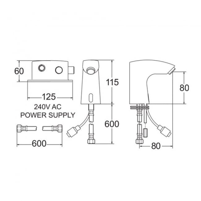 Deva Sensor 1D Mains / Battery Operated Mono Basin Tap Chrome