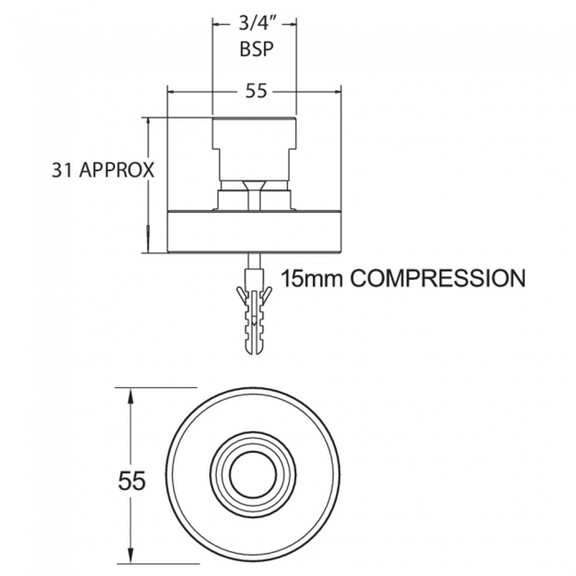 Deva Easy-Fit Bar Shower Front Wall Fixings Pair