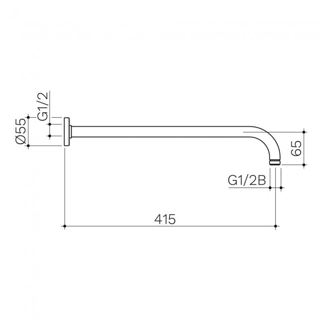 Deva Overhead Wall Mounted Shower Arm - Matt Black