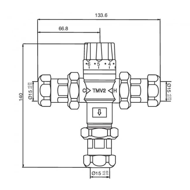 Deva TMV2-TMV3 Thermostatic Blending / Mixing Valve 15mm Chrome