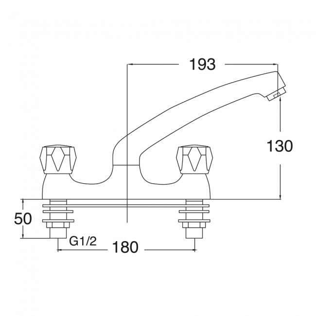 Deva Vitality Round Deck Mounted Sink Mixer Tap - Chrome