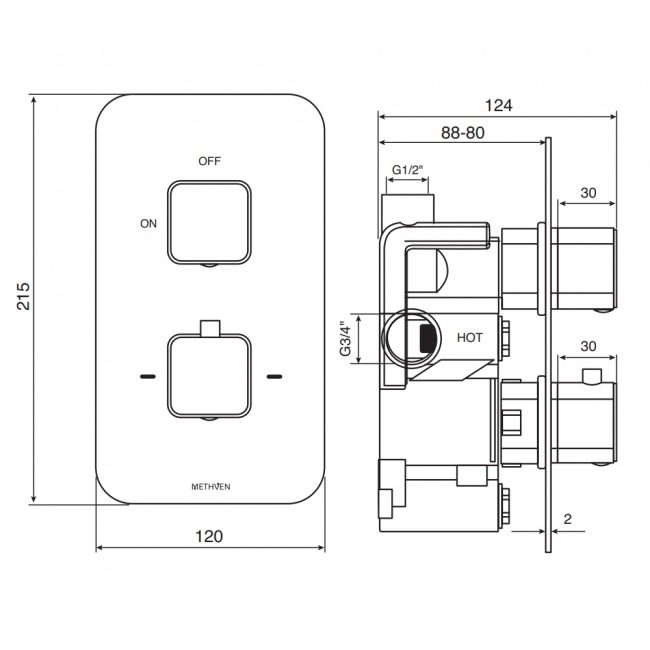 Deva Wai Concealed Mixer Shower Valve Single Outlet - Chrome