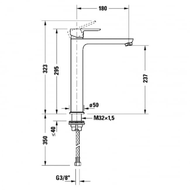 Duravit D-Code Large Basin Mixer Tap without Waste - Chrome