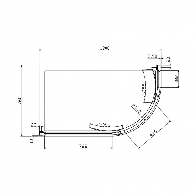 Eastbrook Volente Offset Quadrant Shower Enclosure 1300mm x 760mm - 6mm Glass