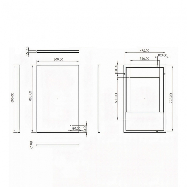 HiB Air 50 LED Bathroom Mirror 800mm H x 500mm W