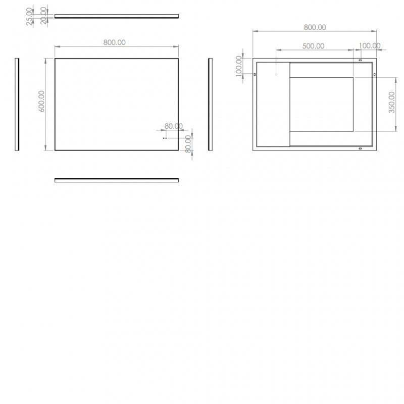 HiB Air 60 Bathroom Mirror | 78732000 | 800mm Wide | Rectangular