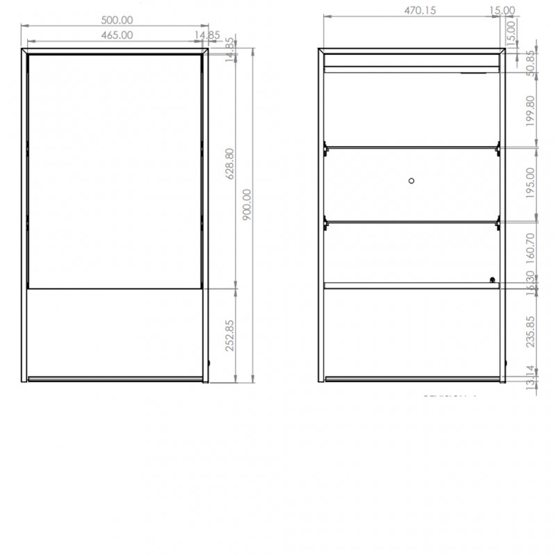 HiB Verve 50 Bathroom Cabinet | 52700 | 500mm | Clear