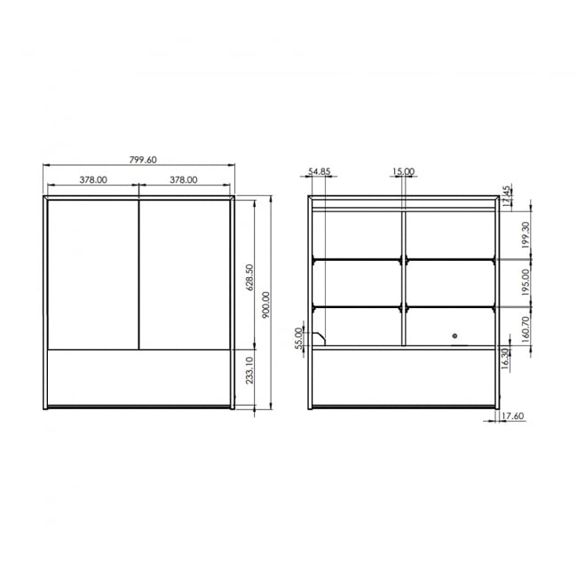 HiB Verve 80 LED Double Door Bathroom Cabinet 900mm H x 800mm W