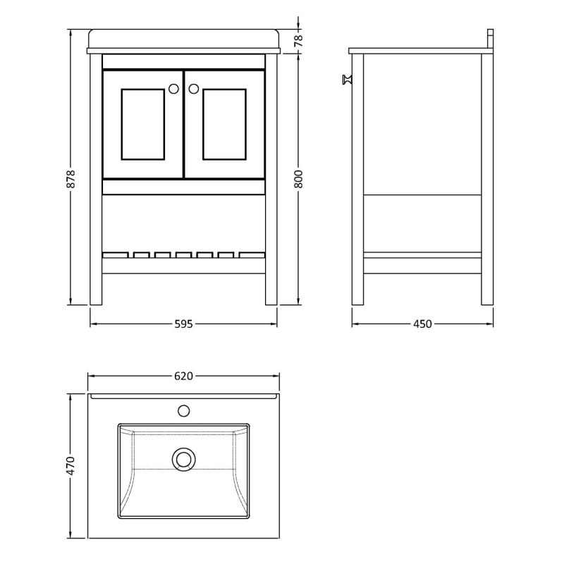 Hudson Reed Bexley Vanity Unit | 620mm | BEX825WS1 | Fern Green