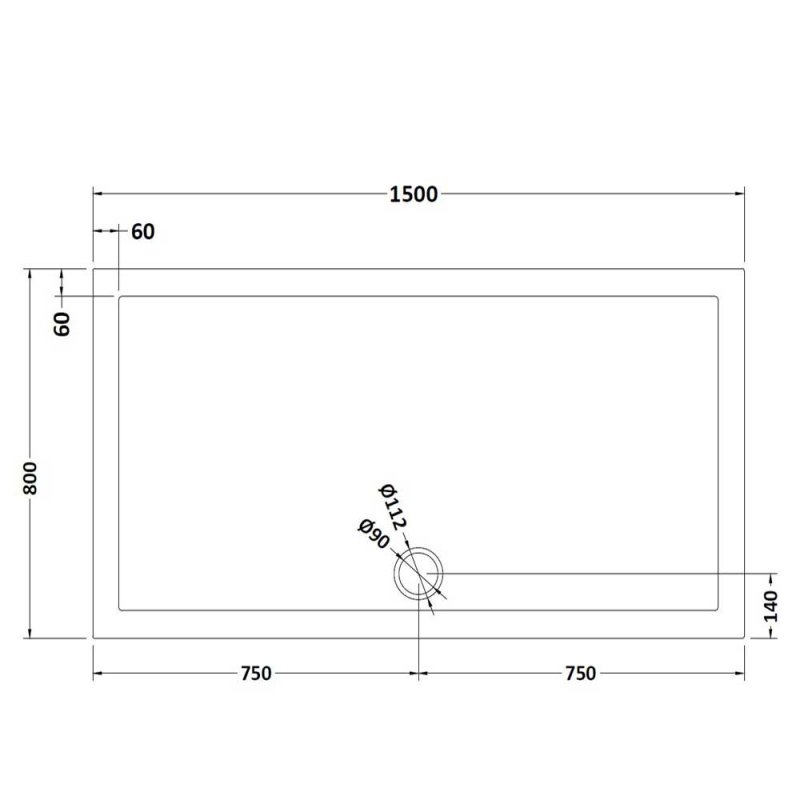 Nuie Pearlstone Grey Slate Effect Rectangular Shower Tray 1500mm x 800mm