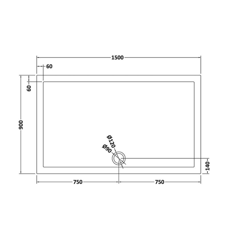 Nuie Pearlstone Grey Slate Effect Rectangular Shower Tray 1500mm x 900mm