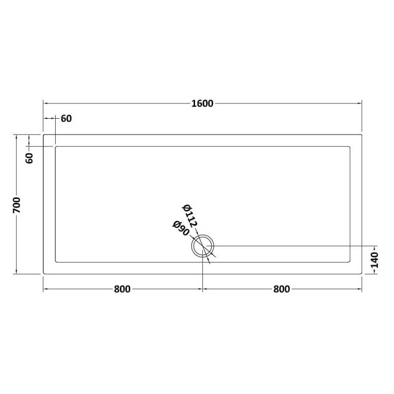 Nuie Pearlstone Grey Slate Effect Rectangular Shower Tray 1600mm x 700mm