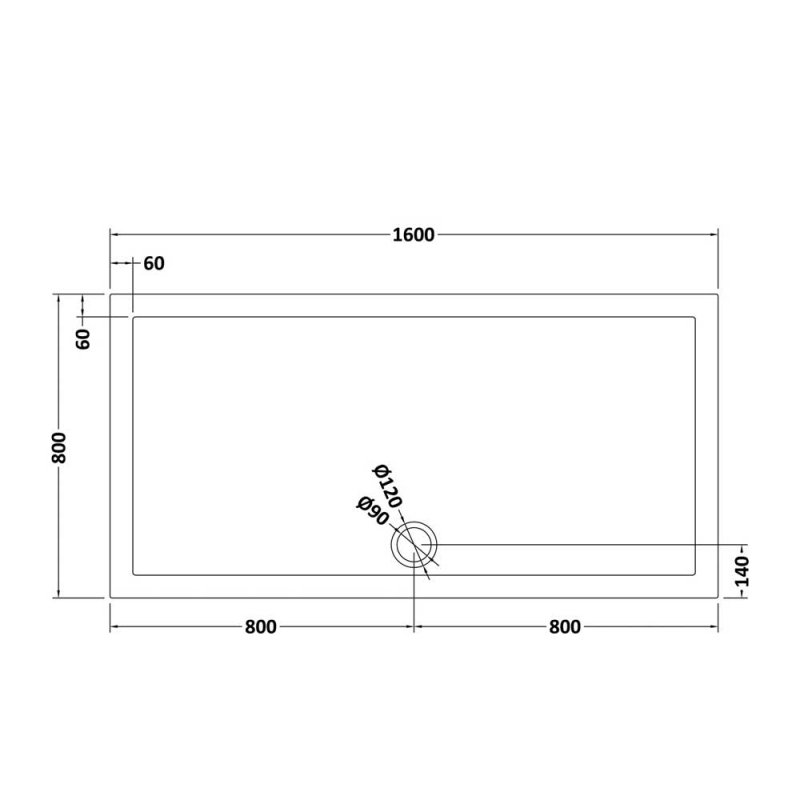 Nuie Pearlstone Grey Slate Effect Rectangular Shower Tray 1600mm x 800mm