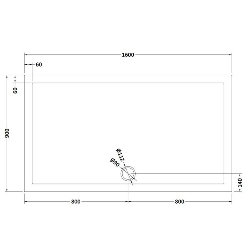 Nuie Pearlstone Grey Slate Effect Rectangular Shower Tray 1600mm x 900mm