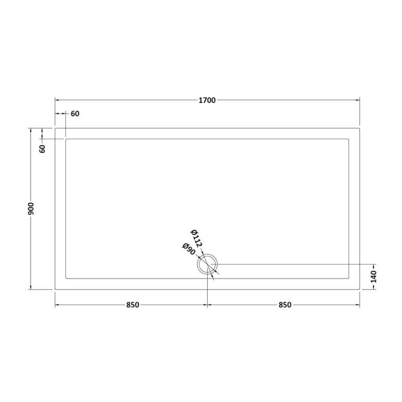 Nuie Pearlstone Grey Slate Effect Rectangular Shower Tray 1700mm x 900mm