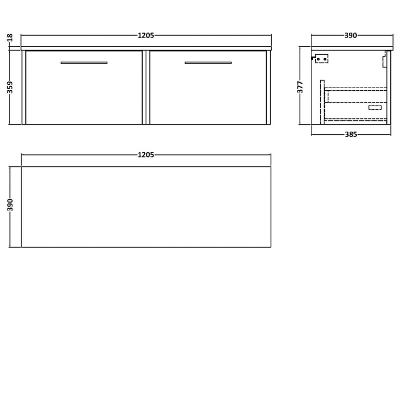 Hudson Reed Juno Vanity Unit | 1200mm | JNU1822W2 | Autumn Oak