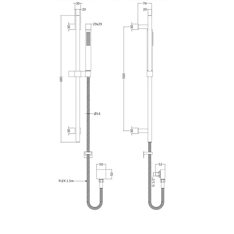 Hudson Reed Slider Rail Shower Kit | A3181 | Modern | Chrome