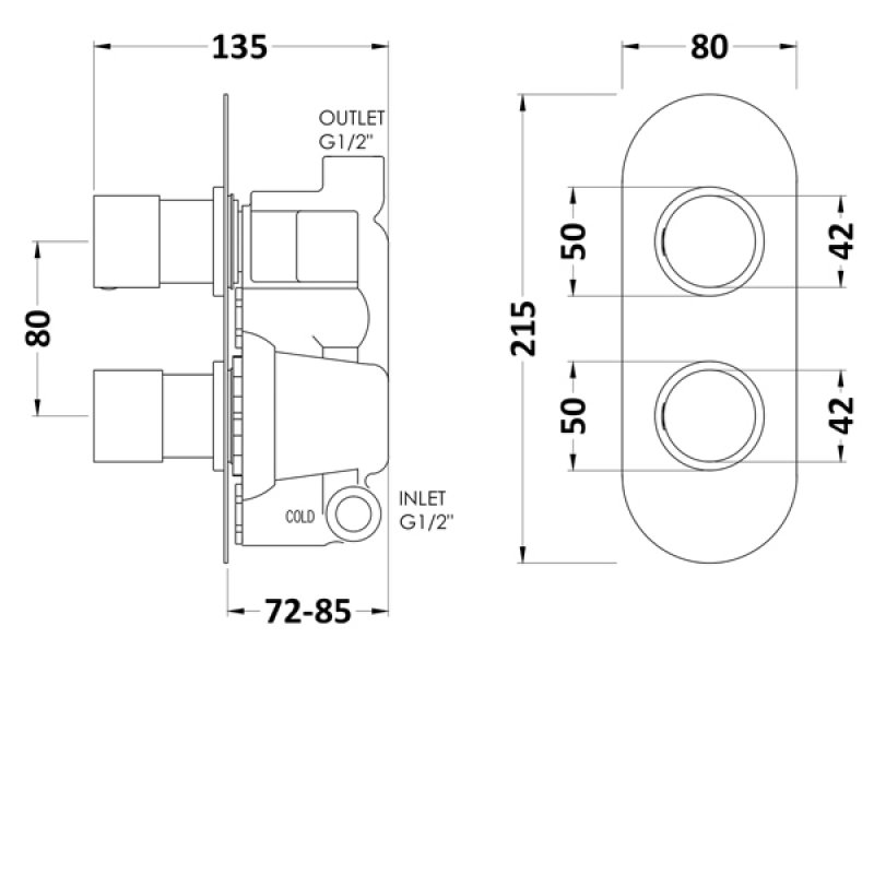 Hudson Reed Modern Shower Valve | RNDTW01 | Concealed | Chrome