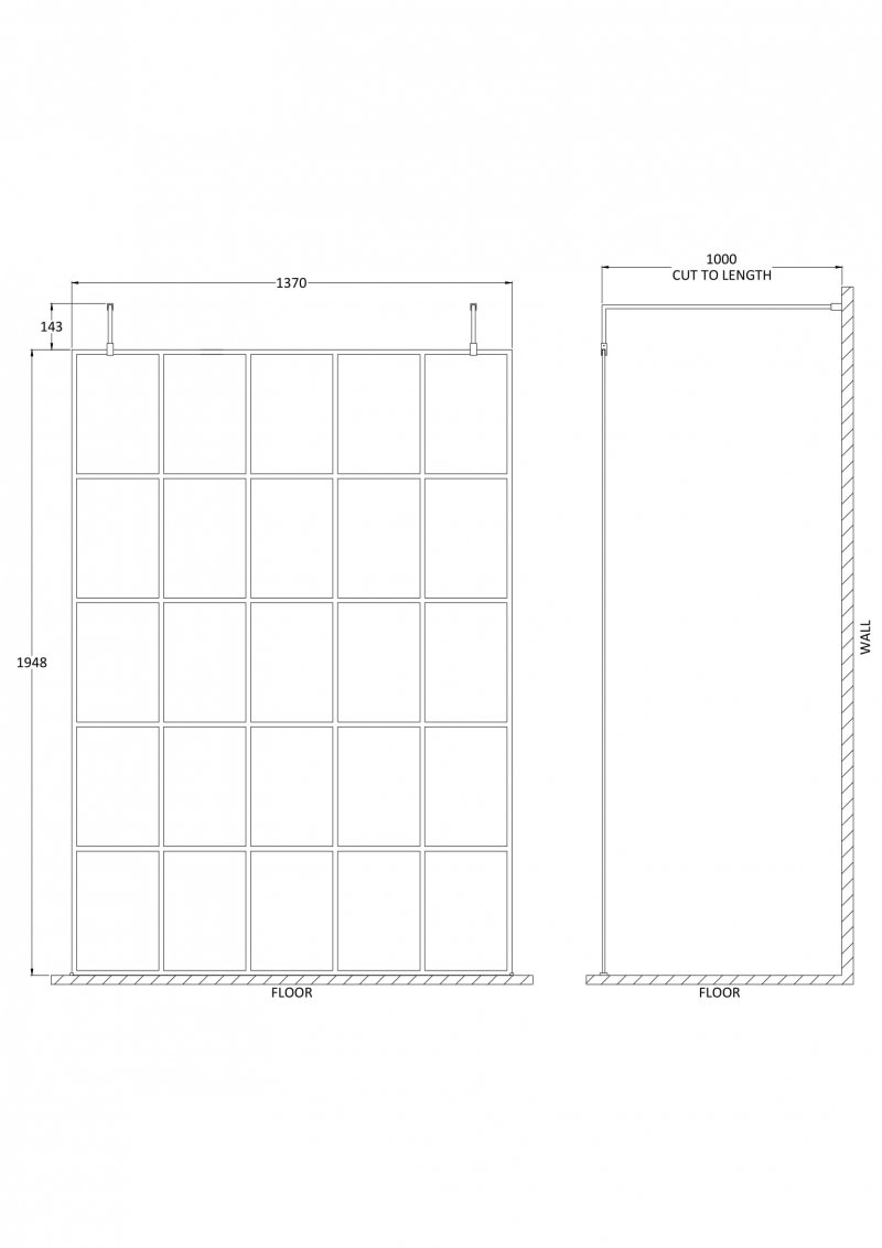 Hudson Reed Modern Wet Room Panel Bfaf14 1400mm 8mm Clear