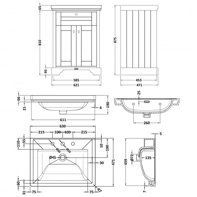 Hudson Reed Old London Vanity Unit | 630mm | LOF434 | Timeless Sand