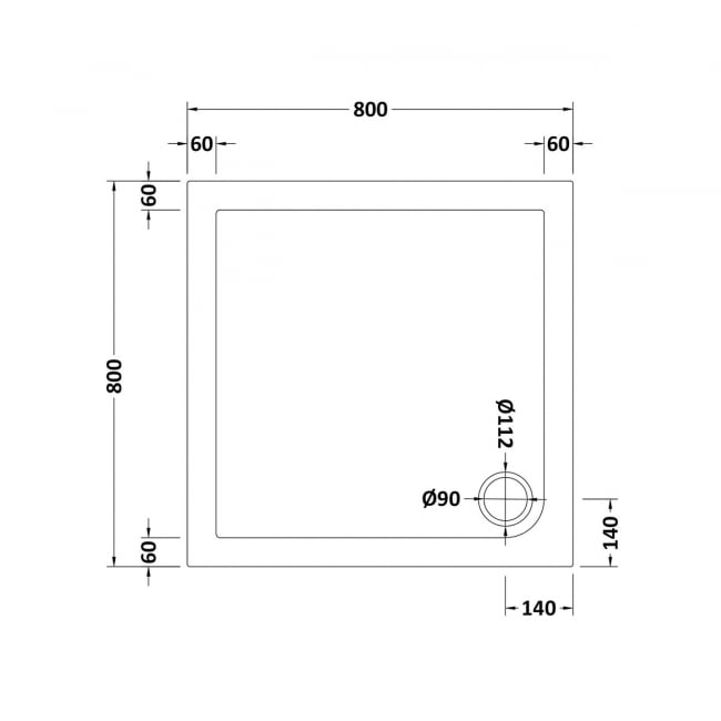 Hudson Reed Slip Resistant Square Shower Tray 800mm x 800mm - White