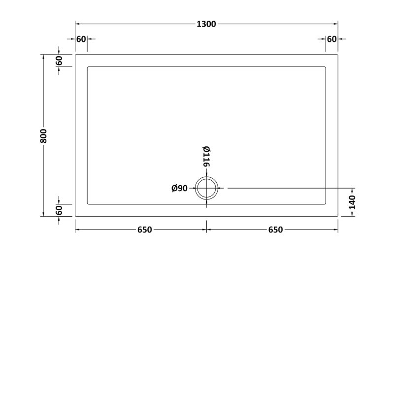 Nuie Pearlstone Slip Resistant Rectangular Shower Tray 1300mm x 800mm