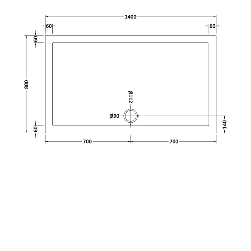 Nuie Pearlstone Slip Resistant Rectangular Shower Tray 1400mm x 800mm