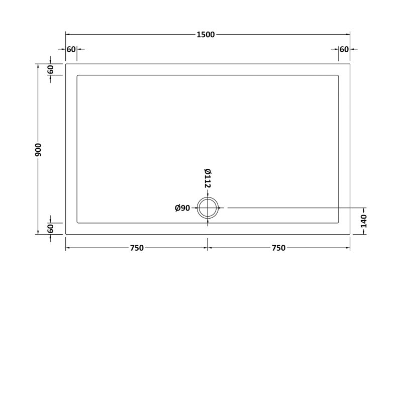 Nuie Pearlstone Slip Resistant Rectangular Shower Tray 1500mm x 900mm