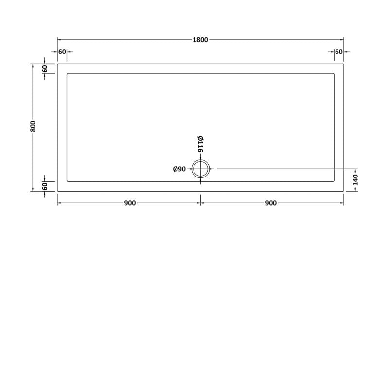 Nuie Pearlstone Slip Resistant Rectangular Shower Tray 1800mm x 800mm