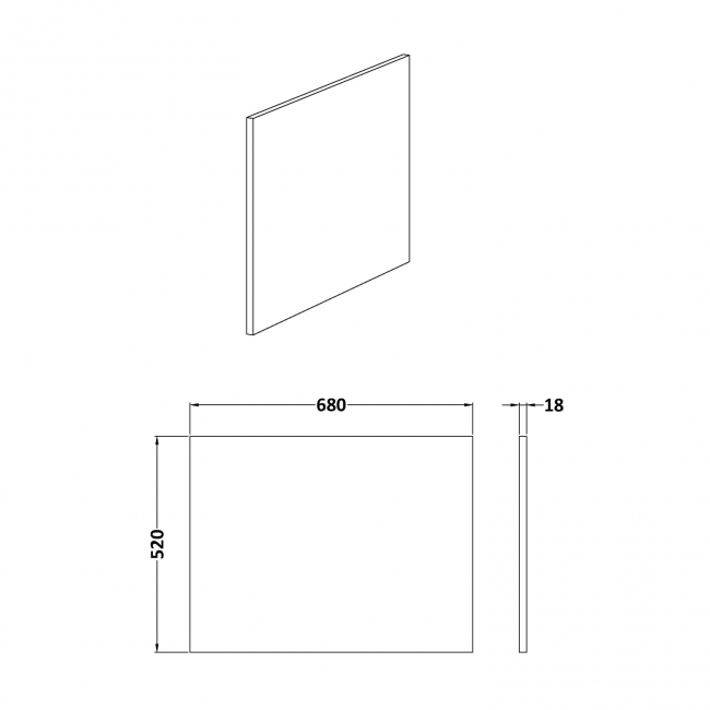 Hudson Reed Square Shower Bath End Panel 520mm H x 680mm W - Fern Green