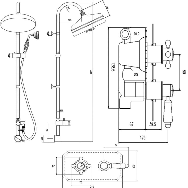 Hudson Reed Topaz Concealed Shower | A3238+TSVT002 | 2 Outlet | Chrome