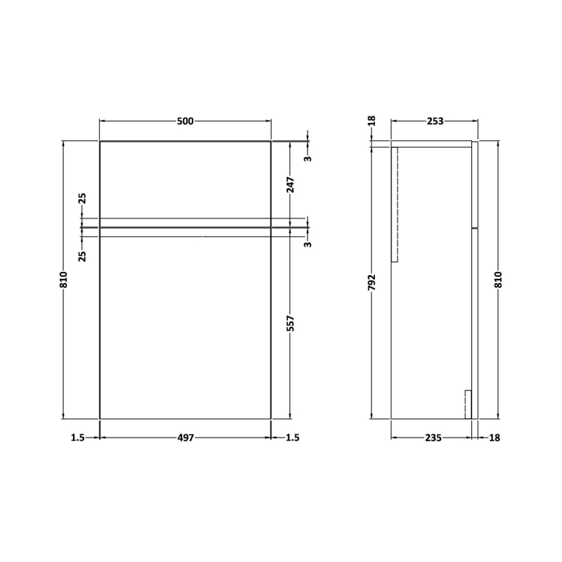 Hudson Reed Urban Back to Wall WC Toilet Unit 500mm Wide - Satin Anthracite