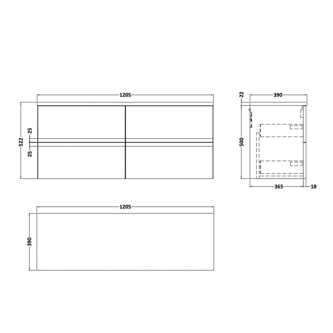 Hudson Reed Urban Vanity Unit | 1200mm | URB1404LCM2 | Satin Anthracite