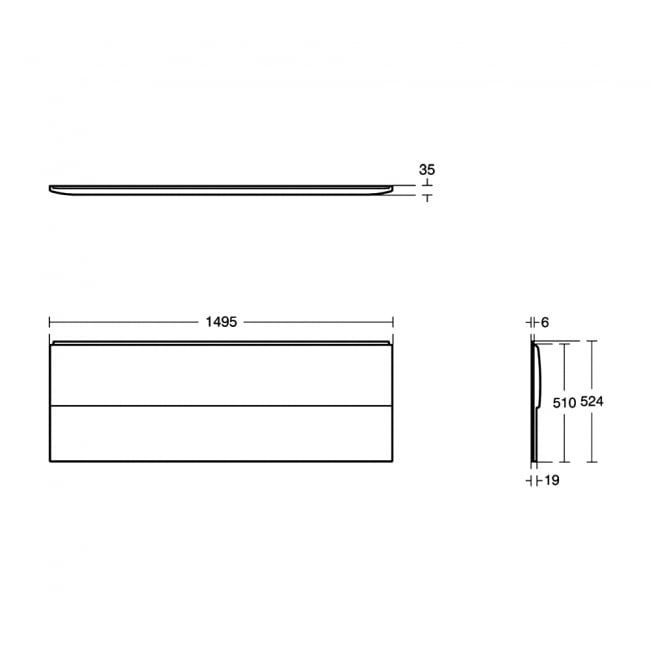 Ideal Standard Uniline Bath Front Panel 510mm H x 1500mm W - White