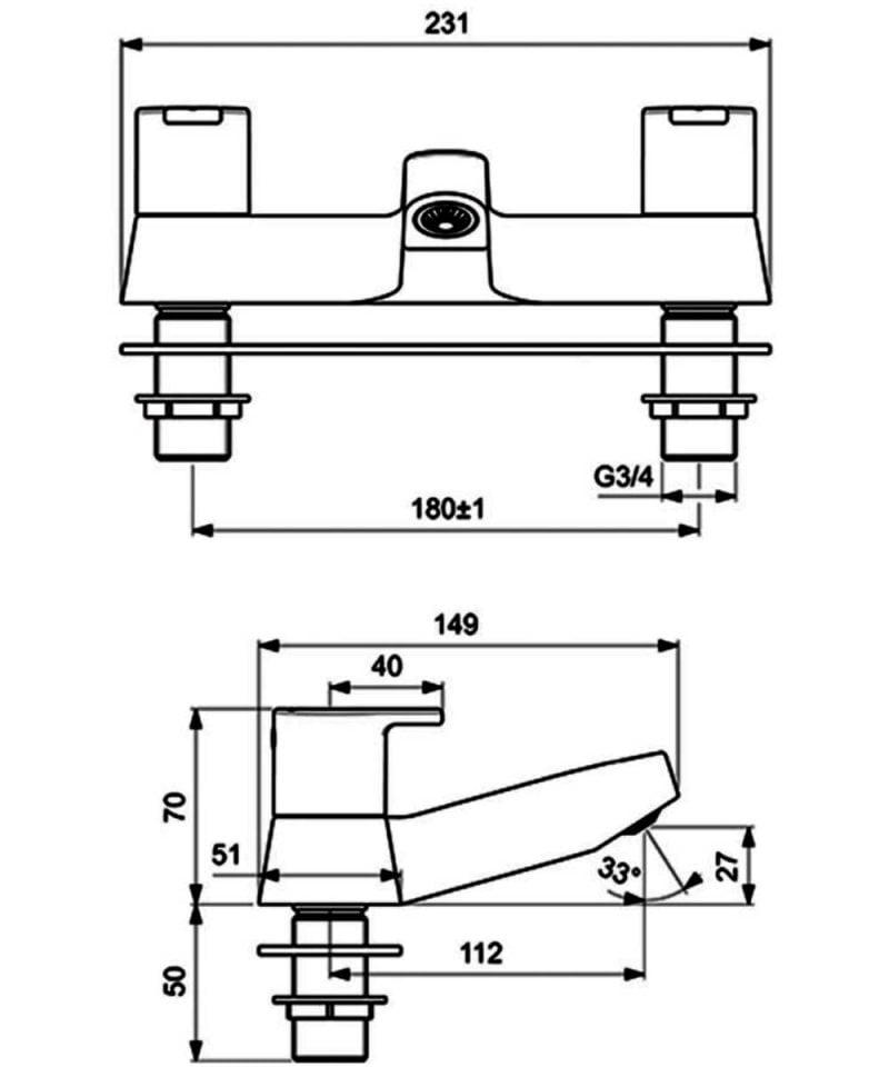 Ideal Standard Calista Bath Filler | B1151AA | Deck Mounted | Chrome