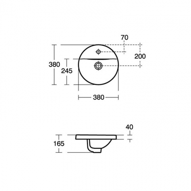 Ideal Standard Concept Sphere Countertop Basin 380mm Wide 1 Tap Hole