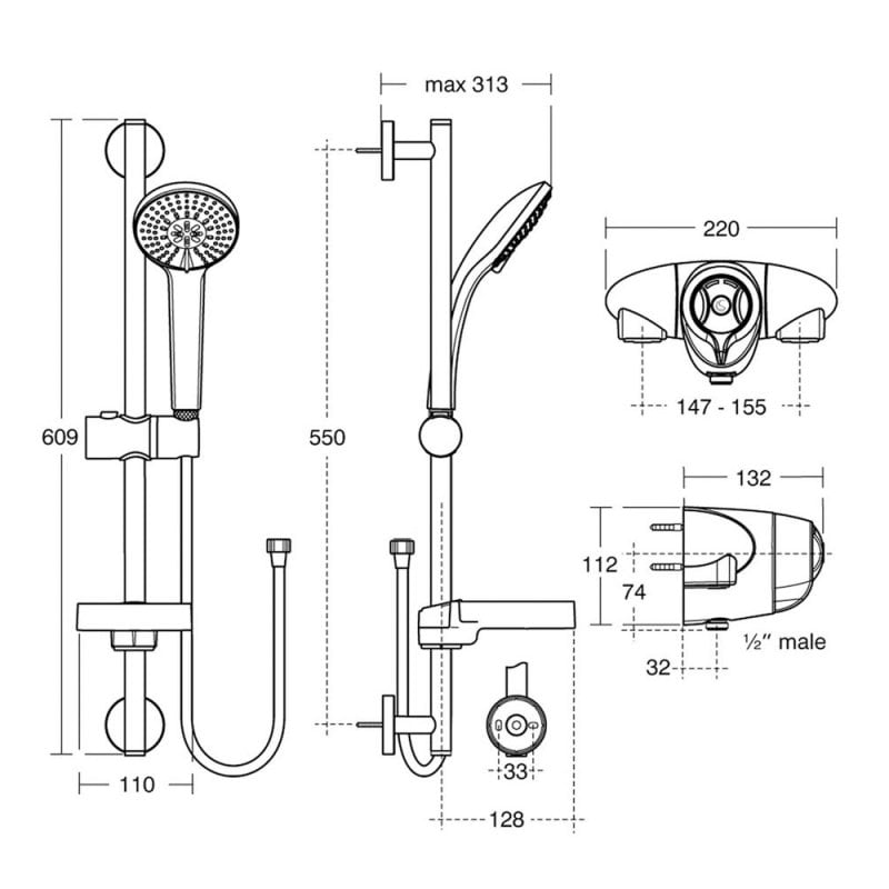 Ideal Standard CTV Shower | A5783AA | 1 Outlet | Chrome