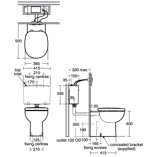 Ideal Standard Studio Back to Wall Toilet - Soft Close Seat White