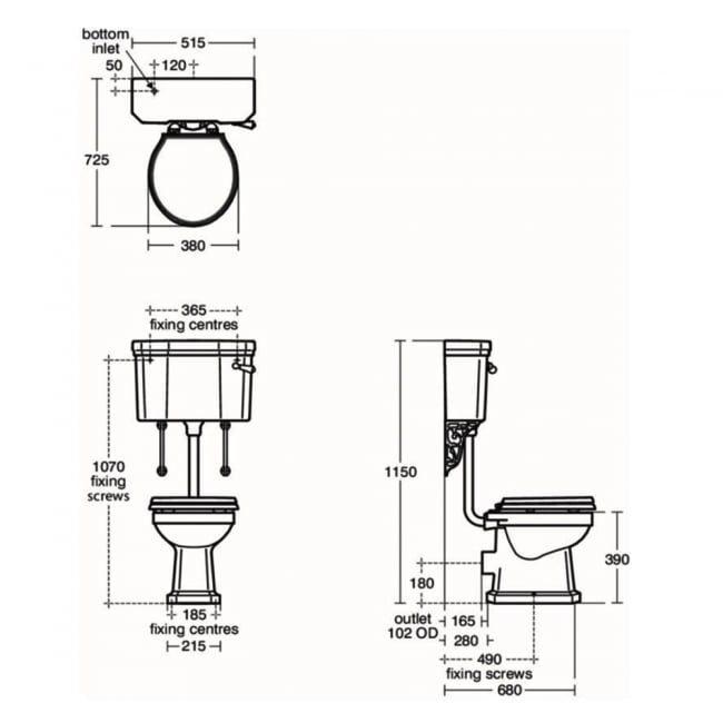 Ideal Standard Waverley Low Level Toilet with Cistern - Standard White Seat