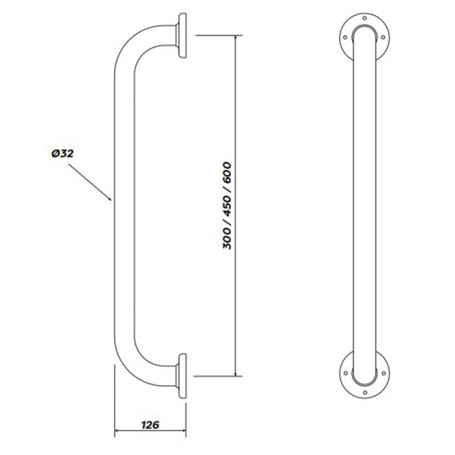 Inta 300mm Stainless Steel Grab Rail with Concealed Fixings - Polished