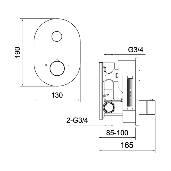 JTP Touch - Leo 1 Outlet Push Button Thermostatic Shower Valve - Chrome