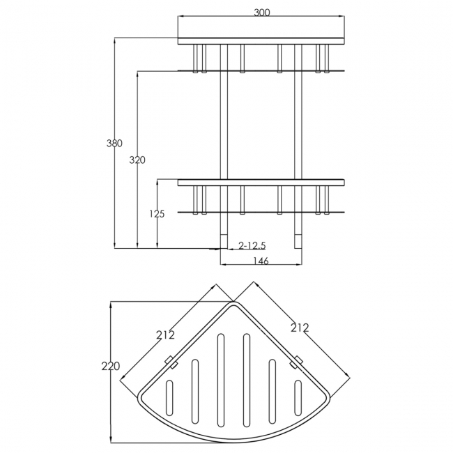 JTP VoS Corner Twin Basket - Brushed Brass