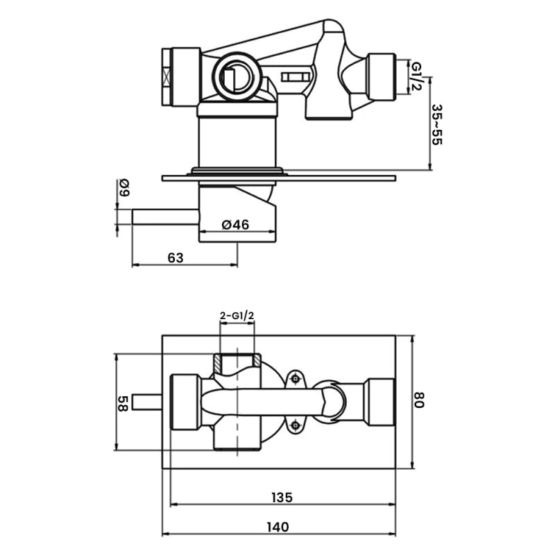 JTP Vos Concealed Manual Shower Valve Single Handle - Brushed Brass