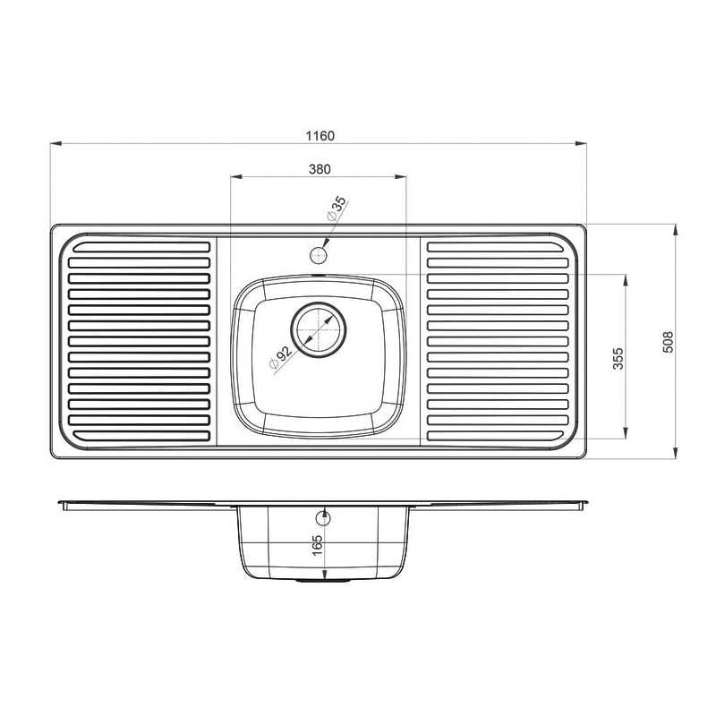 Leisure Linear 1.0 Bowl Stainless Steel Kitchen Sink with Waste Kit 1160mm L x 508mm W - Polished