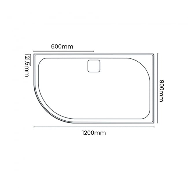 Merlyn Level25 Offset Quadrant Shower Tray 1200mm x 900mm Left Handed (inc Waste)